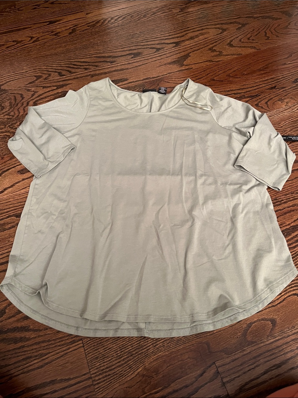NEW Tahari My Perfect Shape Pima Cotton Sage Green Scoop Neck Top